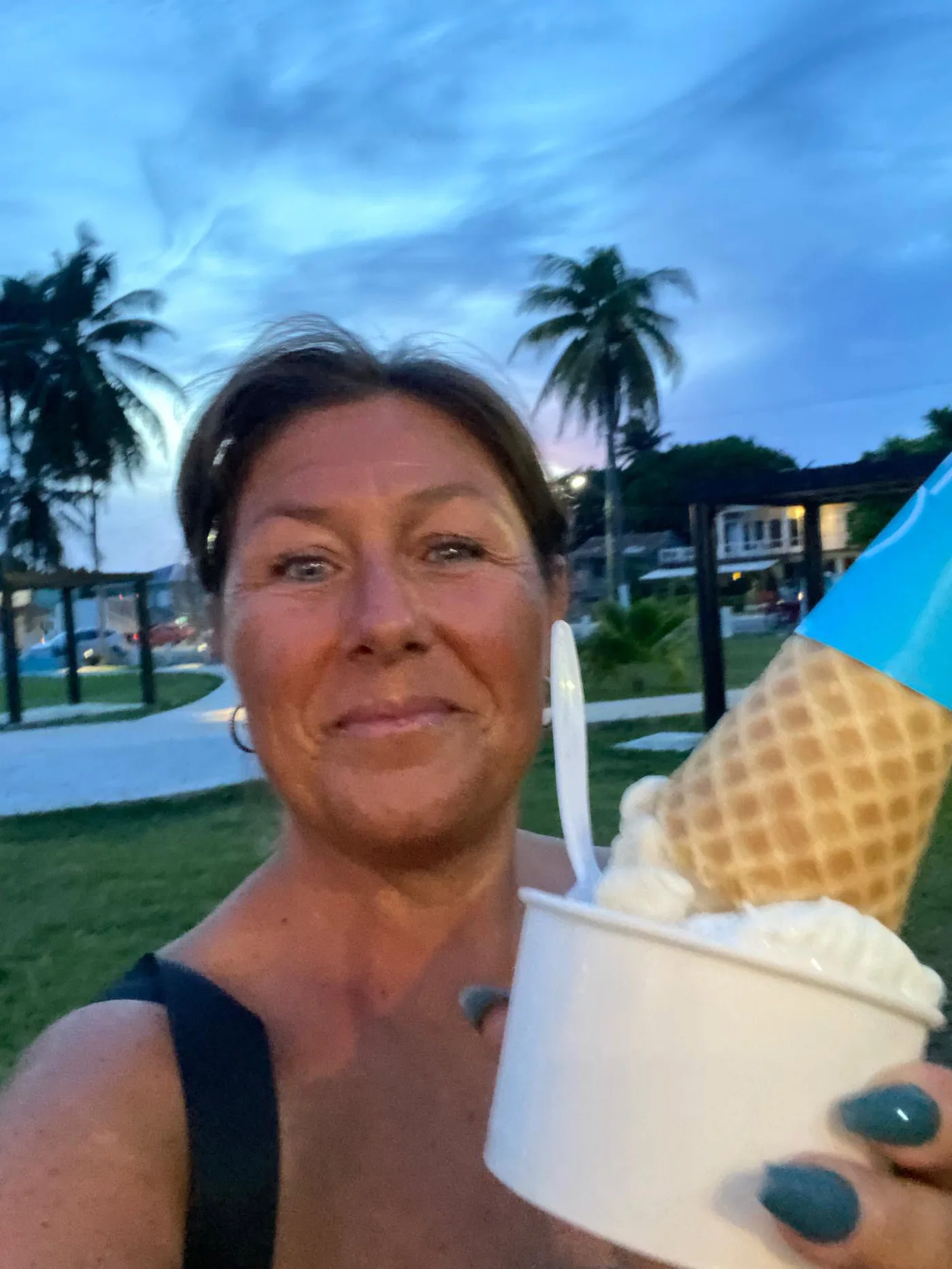 Lisa enjoying ice cream in Belize